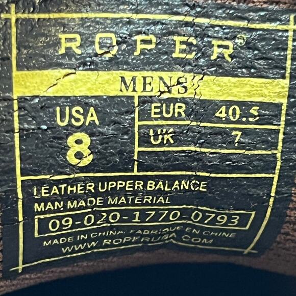 Roper Men's Size 8 Brown Leather Lace-Up Shoes – Casual & Dress Comfortable - Picture 3 of 10